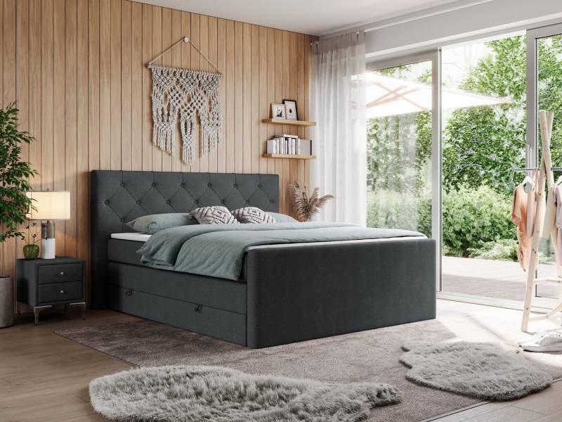 MKS MÖBEL Boxspringbett KING VELEN (T30-Schaum, Topper T25, Bonell-Federn), Doppelbett mit Multipocket-Matratzen, Polsterbett mit Kopfstütze von MKS MÖBEL