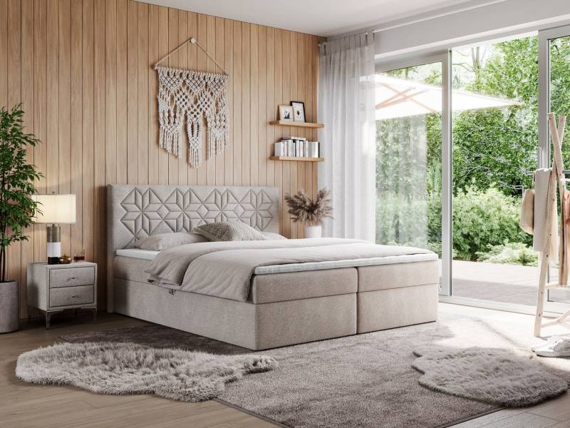 MKS MÖBEL Boxspringbett LEILA (Set, Packung, Boxspringbett, T30-Schaum, Topper inkl), Doppelbett mit Multipocket - Matratzen und Topper - Modern Bett von MKS MÖBEL