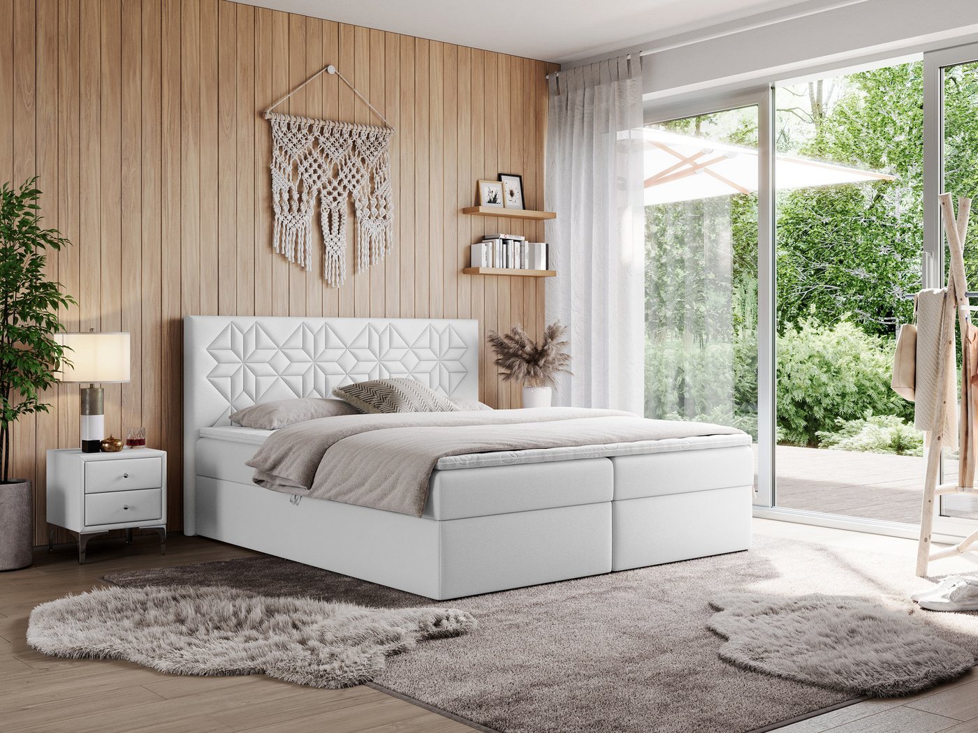 MKS MÖBEL Boxspringbett LEILA (Set, Packung, Boxspringbett, T30-Schaum, Topper inkl), Doppelbett mit Multipocket - Matratzen und Topper - Modern Bett von MKS MÖBEL