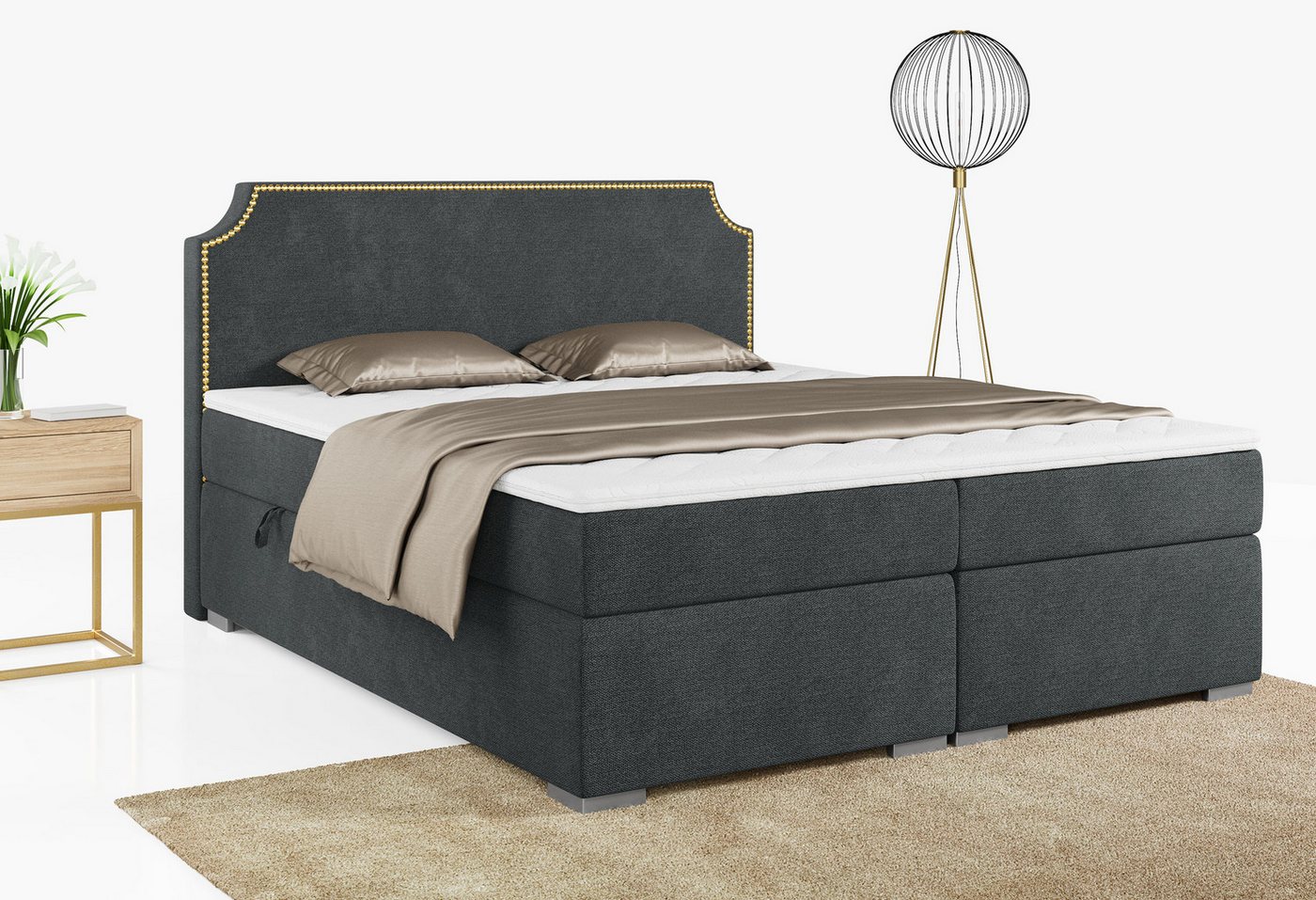 MKS MÖBEL Boxspringbett LENTA, Doppelbett mit Multipocket-Matratze - Modern Bett von MKS MÖBEL