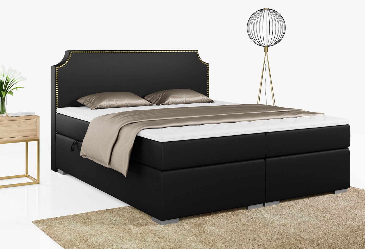 MKS MÖBEL Boxspringbett LENTA, Doppelbett mit Multipocket-Matratze - Modern Bett von MKS MÖBEL