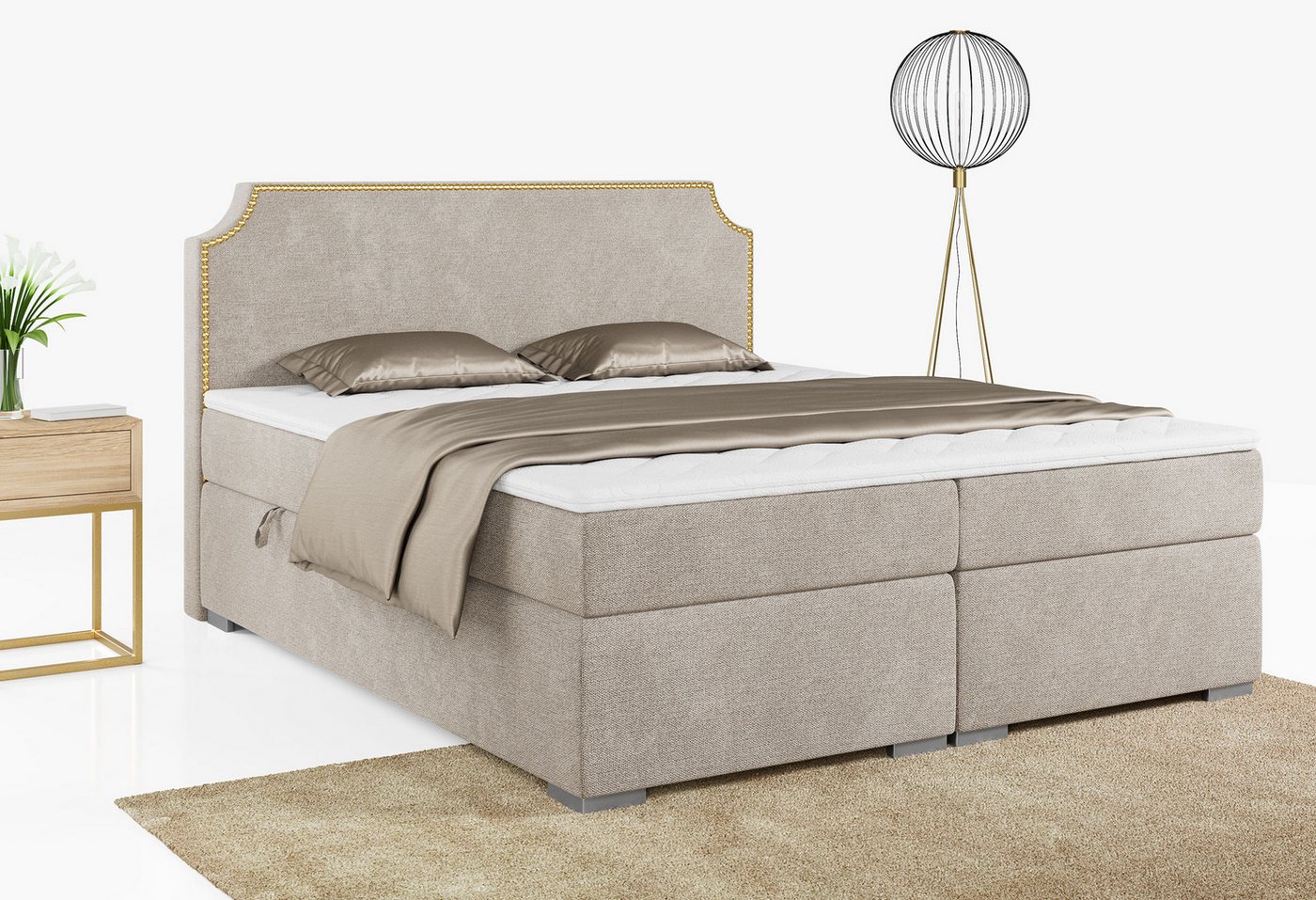 MKS MÖBEL Boxspringbett LENTA, Doppelbett mit Multipocket-Matratze - Modern Bett von MKS MÖBEL