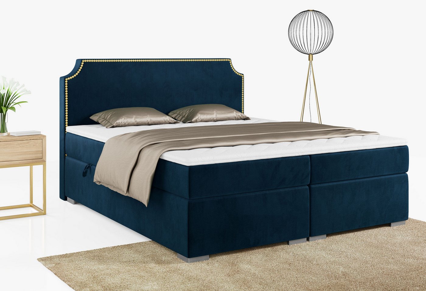 MKS MÖBEL Boxspringbett LENTA, Doppelbett mit Multipocket-Matratze - Modern Bett von MKS MÖBEL