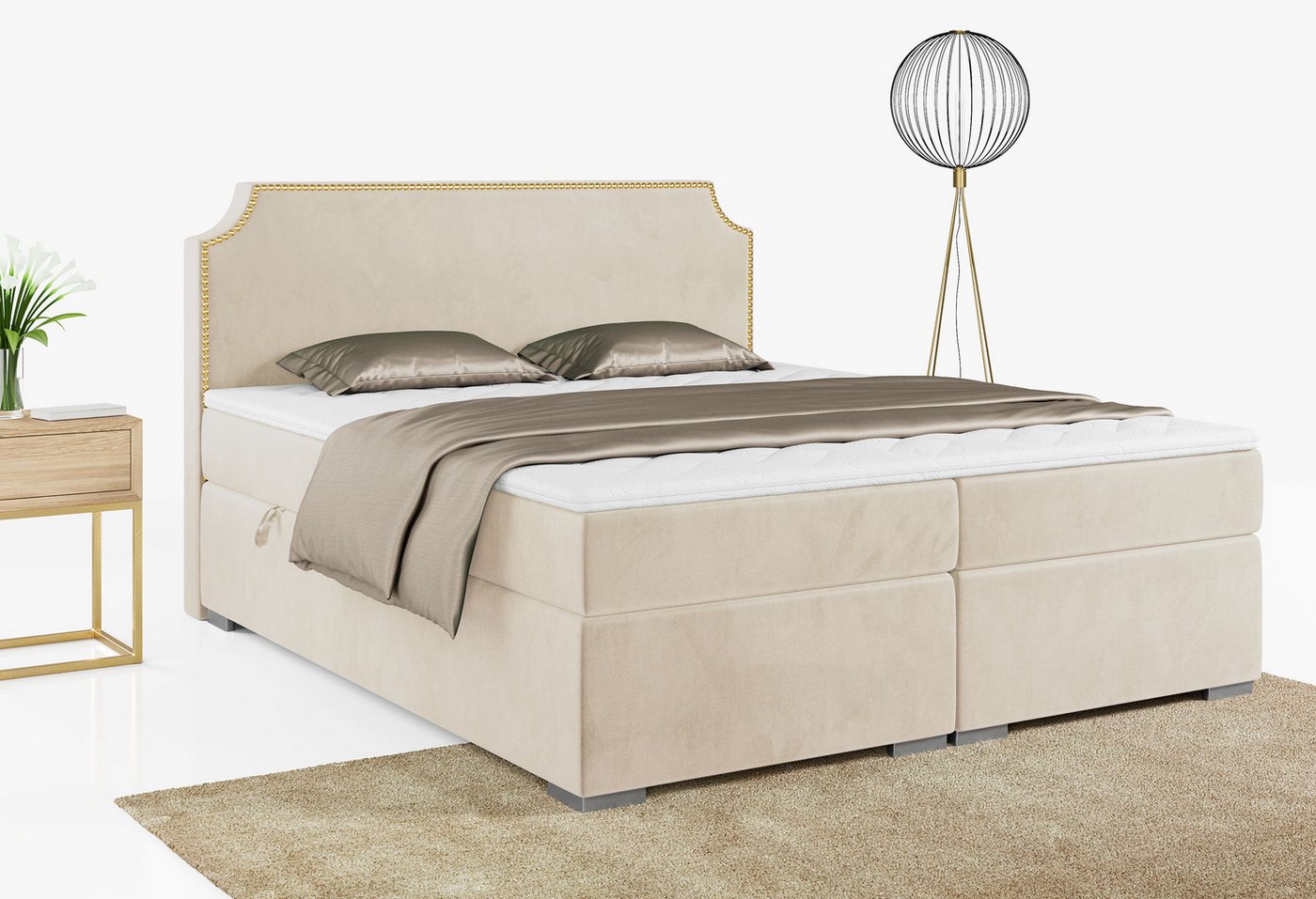 MKS MÖBEL Boxspringbett LENTA, Doppelbett mit Multipocket-Matratze - Modern Bett von MKS MÖBEL