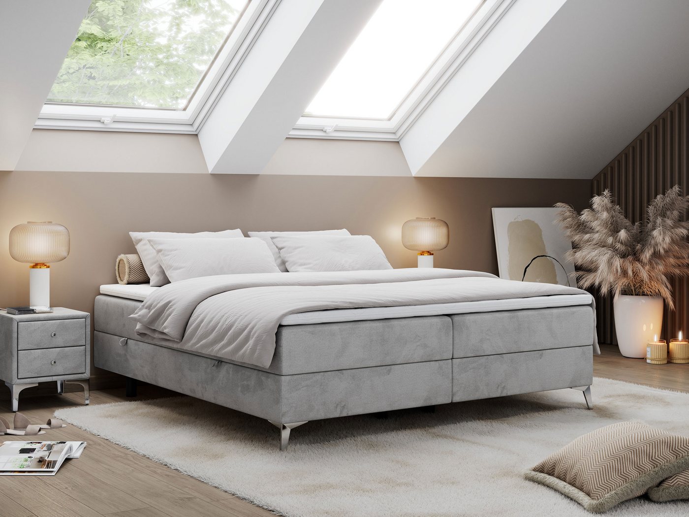 MKS MÖBEL Boxspringbett LESS (Set, Packung, T30-Schaum, Bettkästen, Doppelbett, Polsterbett), Doppelbett mit Multipocket-Matratzen, Topper, Modern MKS MÖBEL Boxspringbett LESS (Set, Packung, T30-Schaum, Bettkästen, Doppelbett, Polsterbett), Doppelbett mit Multipocket-Matratzen, Topper, Modern von MKS MÖBEL