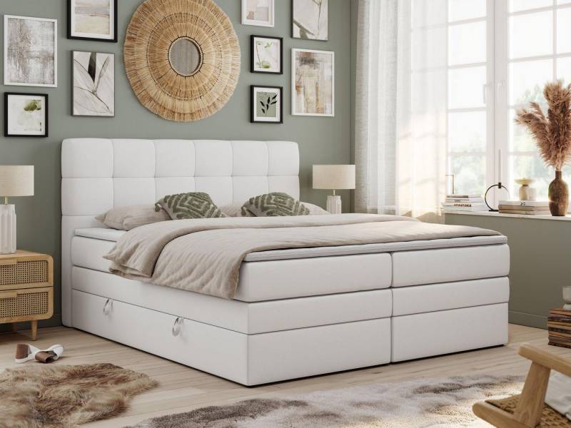 MKS MÖBEL Boxspringbett LUKA KING (King Doppelbett, Bonell Matratzen, Multipocket Matratzen, Topper T25), Polsterbett mit Bettkasten und fünf Matratzen von MKS MÖBEL