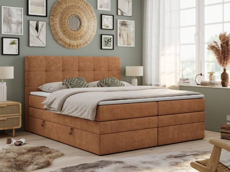 MKS MÖBEL Boxspringbett LUKA KING (King Doppelbett, Bonell Matratzen, Multipocket Matratzen, Topper T25), Polsterbett mit Bettkasten und fünf Matratzen von MKS MÖBEL