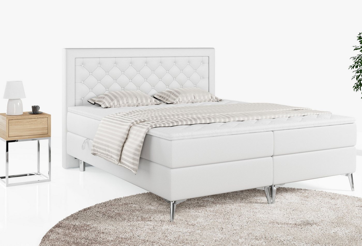 MKS MÖBEL Boxspringbett MACAN, Modern Bett - Praktisch Polsterbett mit Kopfstütze von MKS MÖBEL