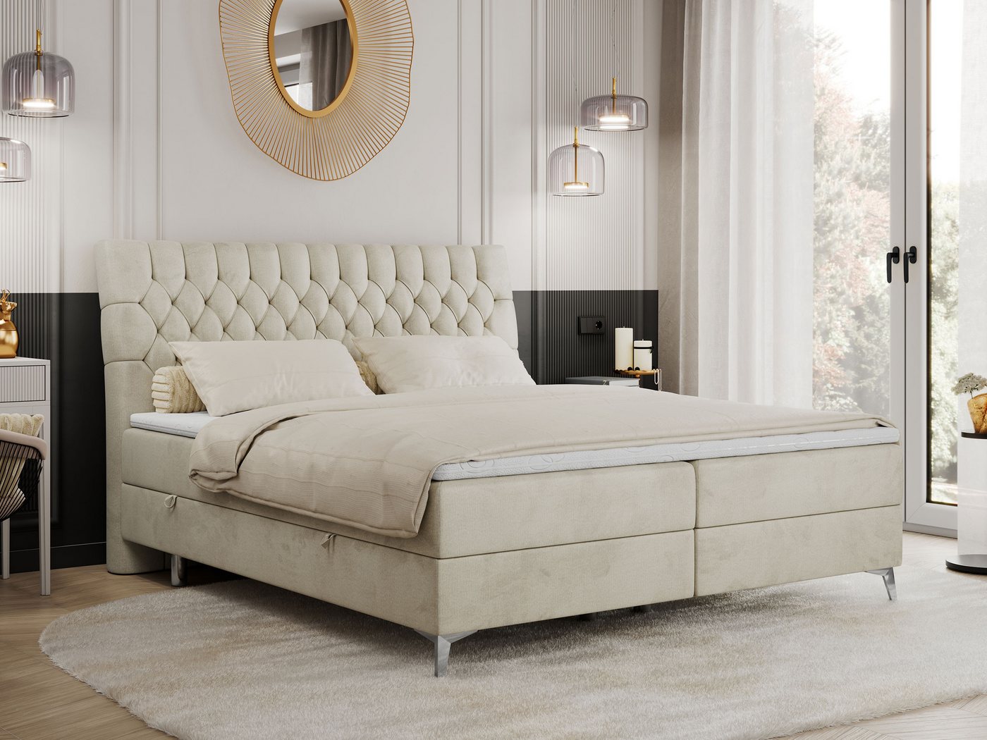 MKS MÖBEL Boxspringbett MILEN (Set, Packung, Topper T25, zwei Bettkästen, T30-Schaum, H3-Matratze), Doppelbett, Polsterbett mit Multipocket-Matratzen und Topper MKS MÖBEL Boxspringbett MILEN (Set, Packung, Topper T25, zwei Bettkästen, T30-Schaum, H3-Matratze), Doppelbett, Polsterbett mit Multipocket-Matratzen und Topper von MKS MÖBEL