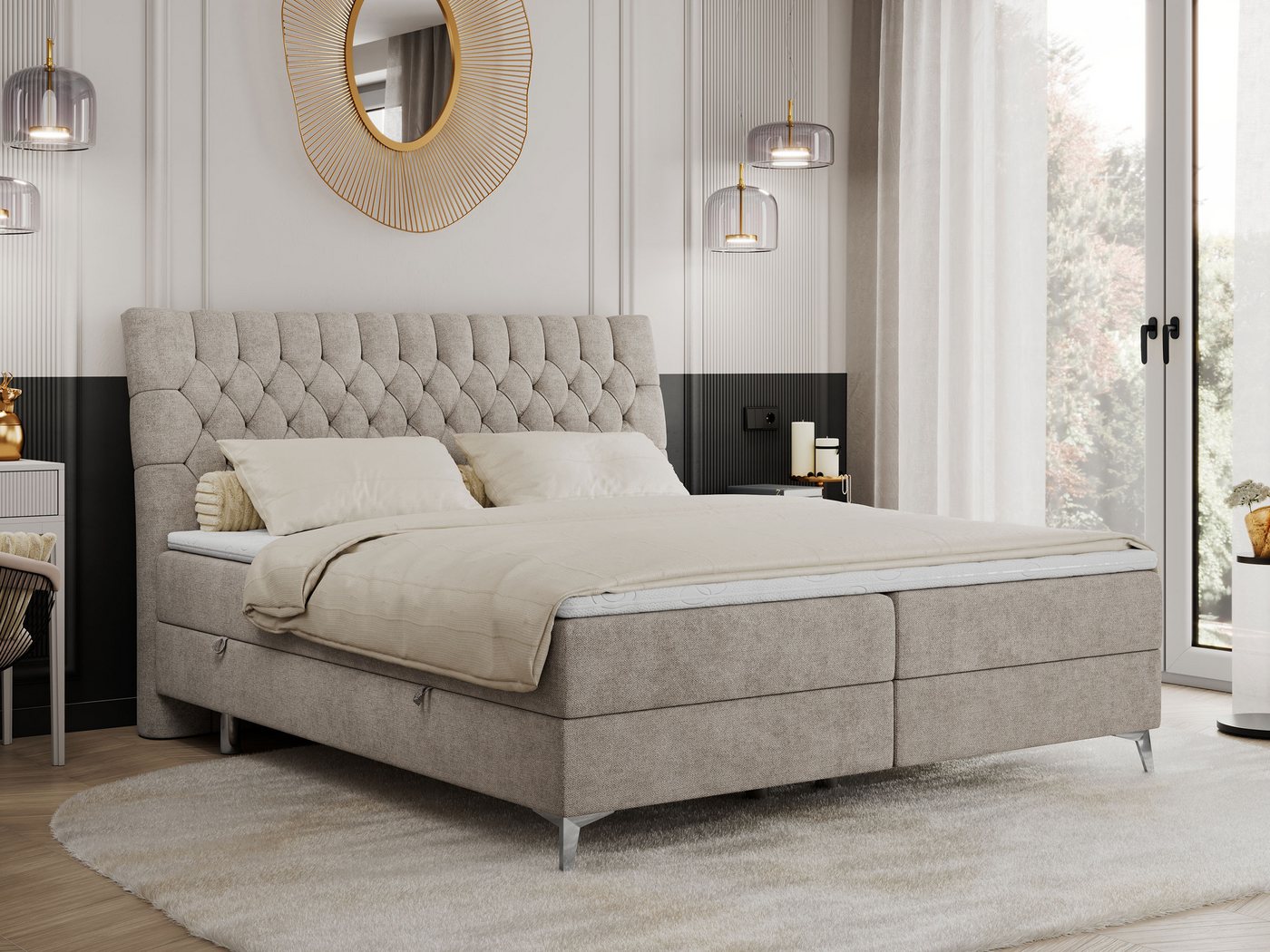 MKS MÖBEL Boxspringbett MILEN (Set, Packung, Topper T25, zwei Bettkästen, T30-Schaum, H3-Matratze), Doppelbett, Polsterbett mit Multipocket-Matratzen und Topper MKS MÖBEL Boxspringbett MILEN (Set, Packung, Topper T25, zwei Bettkästen, T30-Schaum, H3-Matratze), Doppelbett, Polsterbett mit Multipocket-Matratzen und Topper von MKS MÖBEL