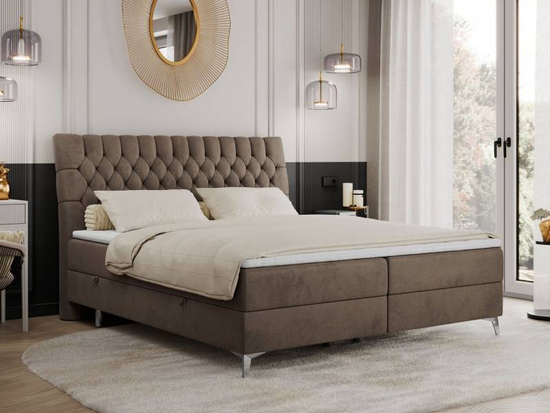 MKS MÖBEL Boxspringbett MILEN (Set, Packung, Topper T25, zwei Bettkästen, T30-Schaum, H3-Matratze), Doppelbett, Polsterbett mit Multipocket-Matratzen und Topper von MKS MÖBEL