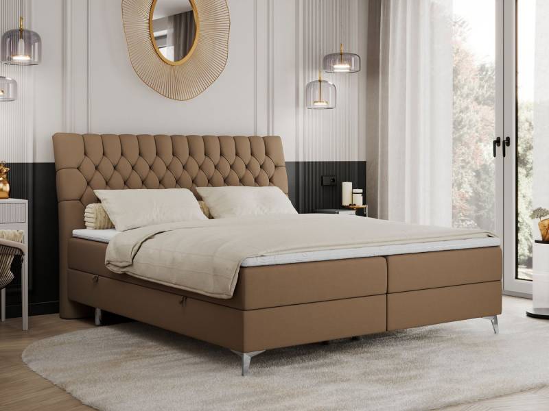 MKS MÖBEL Boxspringbett MILEN (Set, Packung, Topper T25, zwei Bettkästen, T30-Schaum, H3-Matratze), Doppelbett, Polsterbett mit Multipocket-Matratzen und Topper von MKS MÖBEL