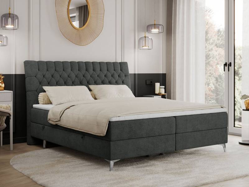 MKS MÖBEL Boxspringbett MILEN (Set, Packung, Topper T25, zwei Bettkästen, T30-Schaum, H3-Matratze), Doppelbett, Polsterbett mit Multipocket-Matratzen und Topper von MKS MÖBEL