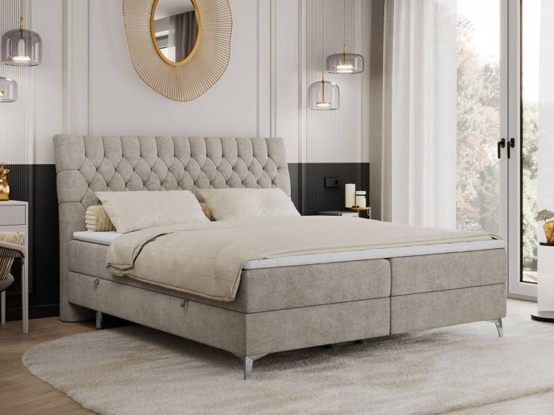 MKS MÖBEL Boxspringbett MILEN (Set, Packung, Topper T25, zwei Bettkästen, T30-Schaum, H3-Matratze), Doppelbett, Polsterbett mit Multipocket-Matratzen und Topper von MKS MÖBEL