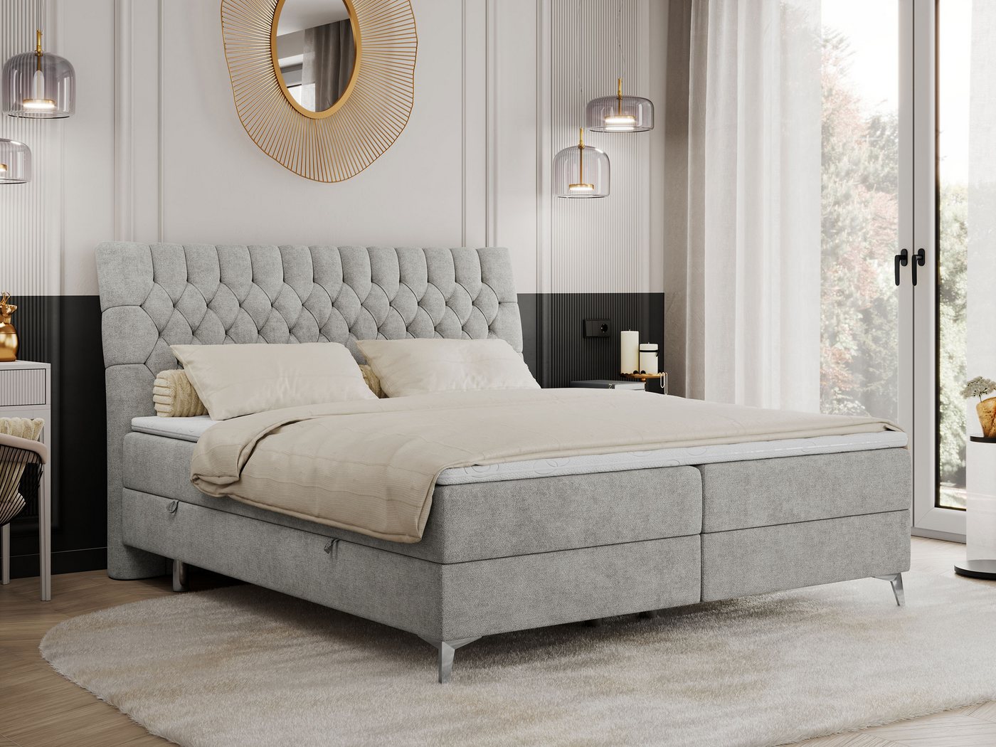 MKS MÖBEL Boxspringbett MILEN (Set, Packung, Topper T25, zwei Bettkästen, T30-Schaum, H3-Matratze), Doppelbett, Polsterbett mit Multipocket-Matratzen und Topper MKS MÖBEL Boxspringbett MILEN (Set, Packung, Topper T25, zwei Bettkästen, T30-Schaum, H3-Matratze), Doppelbett, Polsterbett mit Multipocket-Matratzen und Topper von MKS MÖBEL