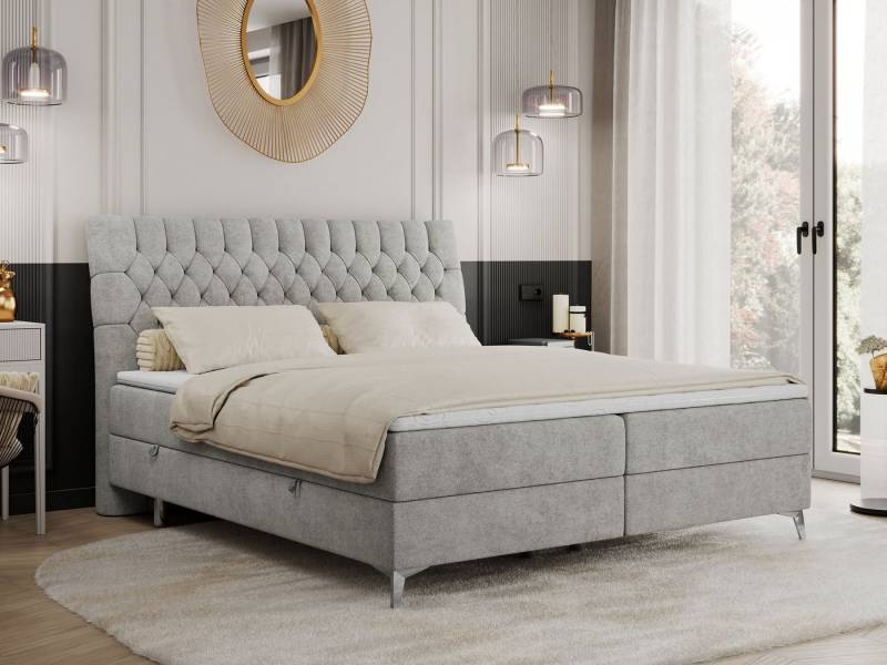 MKS MÖBEL Boxspringbett MILEN (Set, Packung, Topper T25, zwei Bettkästen, T30-Schaum, H3-Matratze), Doppelbett, Polsterbett mit Multipocket-Matratzen und Topper von MKS MÖBEL
