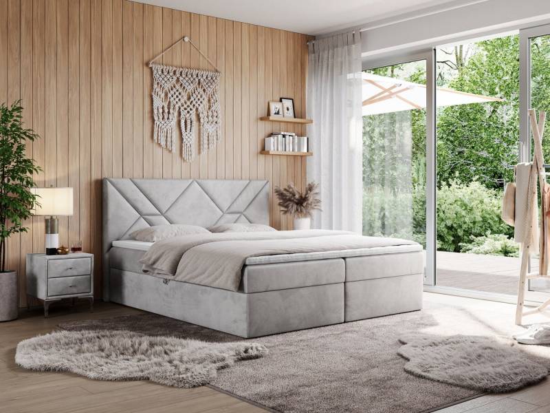 MKS MÖBEL Boxspringbett NEOMI (Set, Packung, Polsterbett, T30-Schaum, dekorativem Kopfteil), Doppelbett, Multipocket-Matratzen, mit Topper von MKS MÖBEL