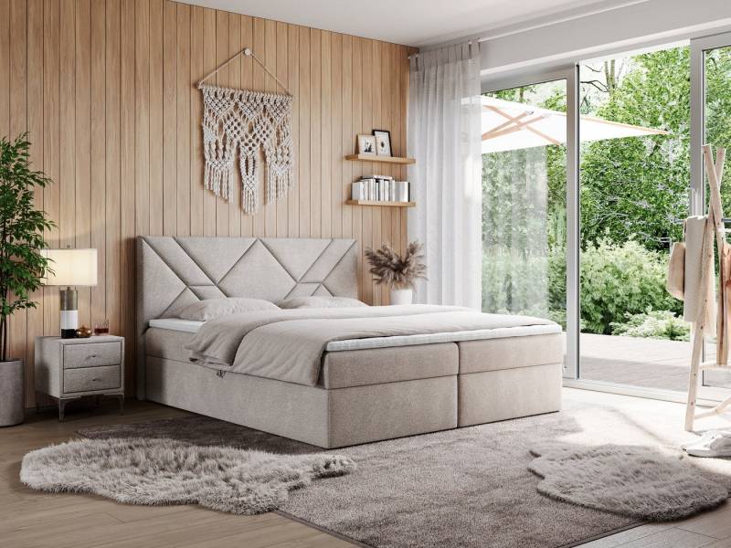 MKS MÖBEL Boxspringbett NEOMI (Set, Packung, Polsterbett, T30-Schaum, dekorativem Kopfteil), Doppelbett, Multipocket-Matratzen, mit Topper von MKS MÖBEL