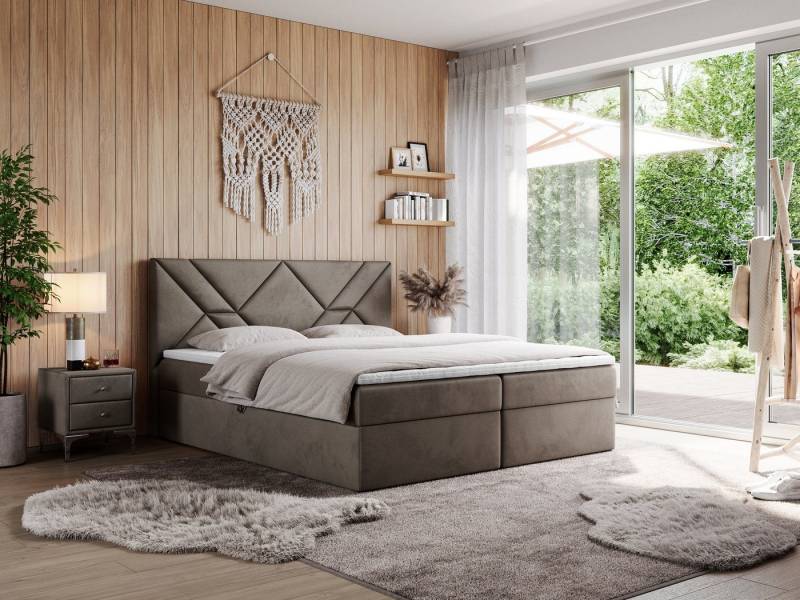 MKS MÖBEL Boxspringbett NEOMI (Set, Packung, Polsterbett, T30-Schaum, dekorativem Kopfteil), Doppelbett, Multipocket-Matratzen, mit Topper von MKS MÖBEL