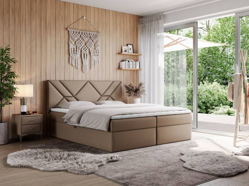 MKS MÖBEL Boxspringbett NEOMI (Set, Packung, Polsterbett, T30-Schaum, dekorativem Kopfteil), Doppelbett, Multipocket-Matratzen, mit Topper von MKS MÖBEL