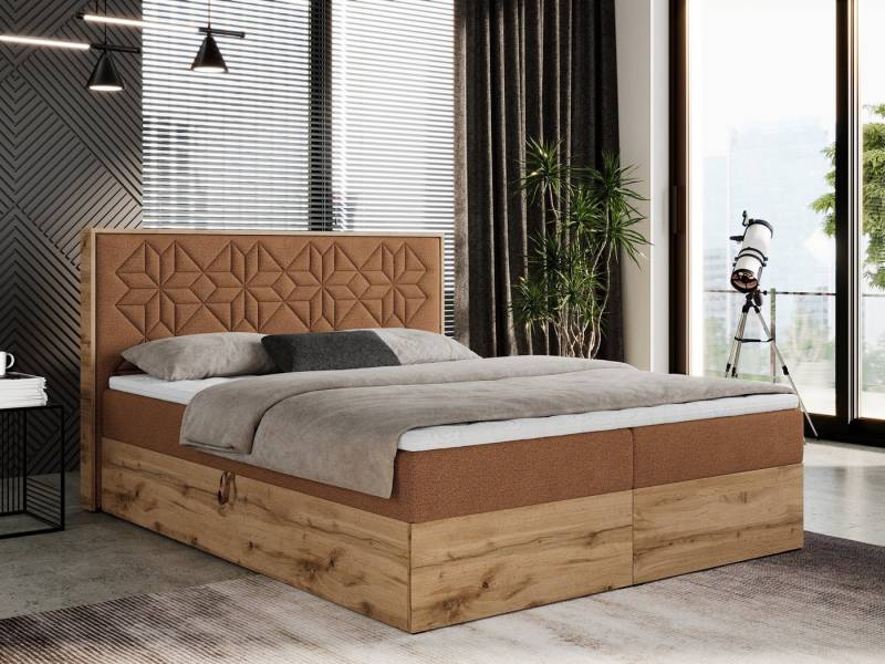 MKS MÖBEL Boxspringbett NESSI (Set, Packung, Stauraum, Topper, Möbelplatten, Gepolstertes Kopfteil), mit Bettkästen, Doppelbett, Multipocket Matratze, hohes Kopfteil von MKS MÖBEL