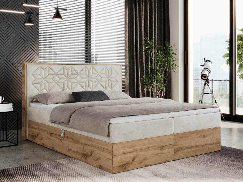 MKS MÖBEL Boxspringbett NESSI (Set, Packung, Stauraum, Topper, Möbelplatten, Gepolstertes Kopfteil), mit Bettkästen, Doppelbett, Multipocket Matratze, hohes Kopfteil von MKS MÖBEL