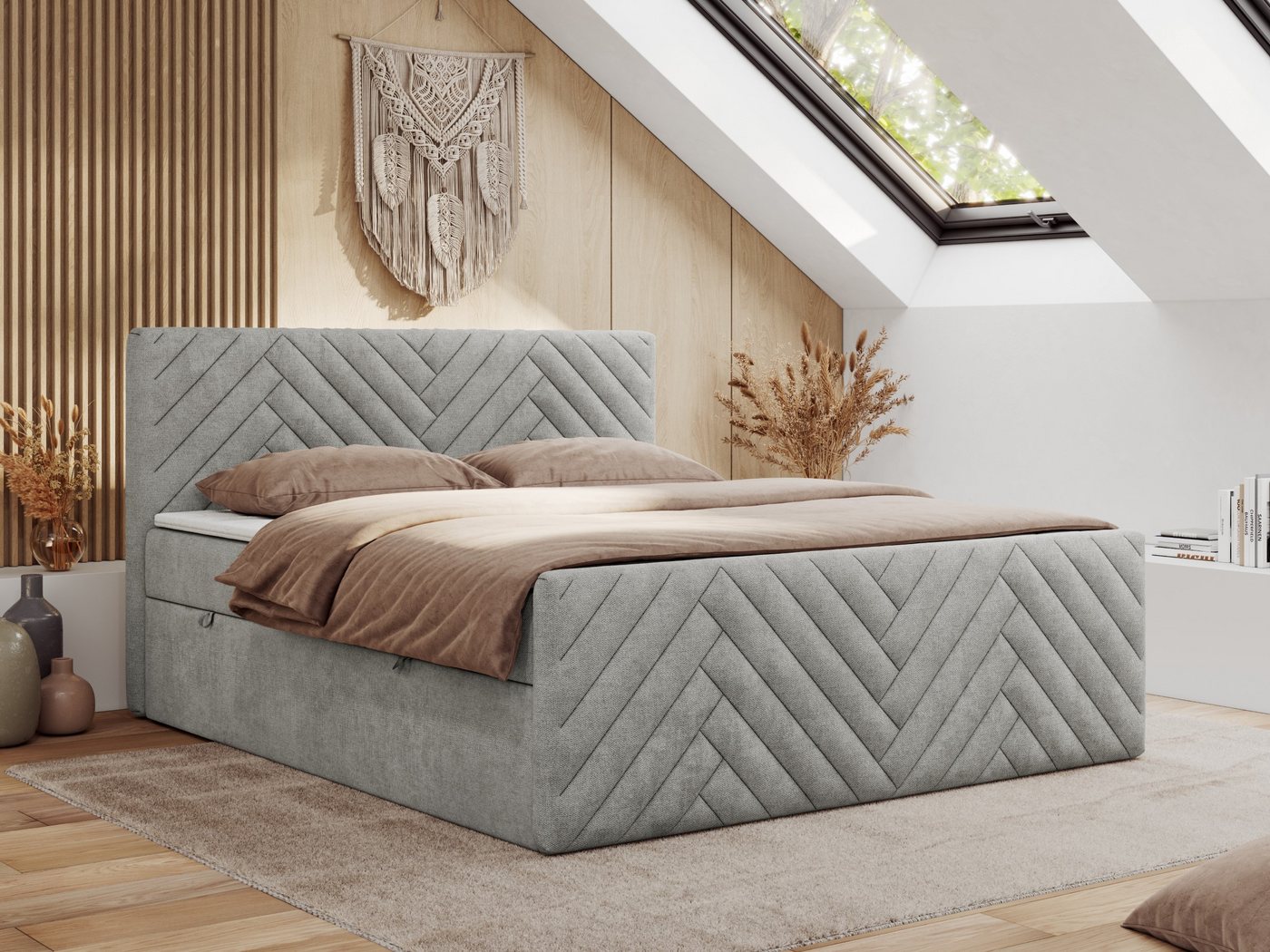 MKS MÖBEL Boxspringbett PARIS DUO (Packung, Set, Doppelbett, Zwei Bettkästen, Topper T25, T30-Schaum), Boxspringbett, Multipocket-Matratzen, mit Fußteil, Polsterbett von MKS MÖBEL