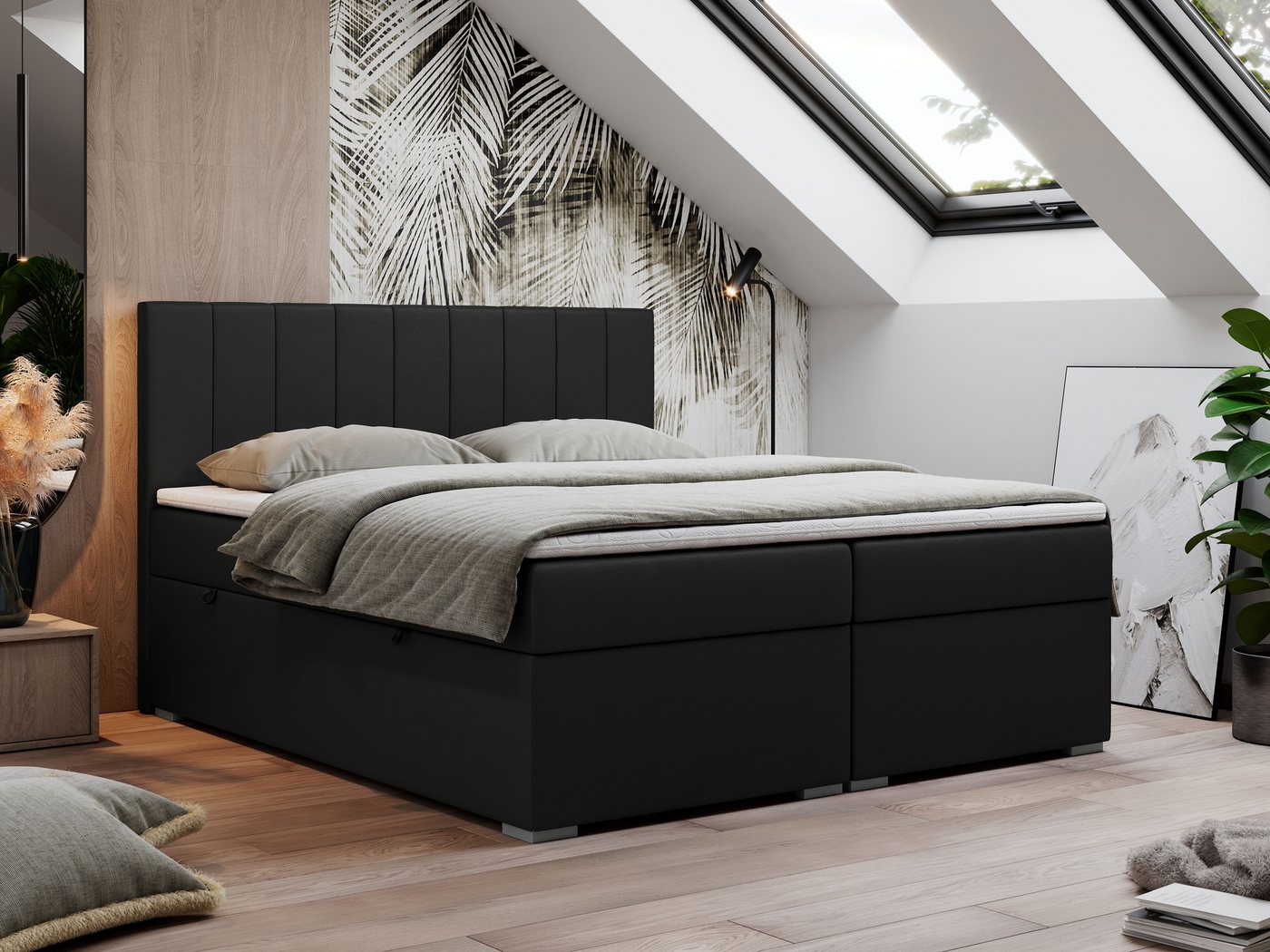 MKS MÖBEL Boxspringbett LOPE (Packung, Set, Topper T25, genähte Kopfstütze, zwei Bettkästen), Doppelbett mit Multipocket-Matratzen, T30-Schaum MKS MÖBEL Boxspringbett LOPE (Packung, Set, Topper T25, genähte Kopfstütze, zwei Bettkästen), Doppelbett mit Multipocket-Matratzen, T30-Schaum von MKS MÖBEL