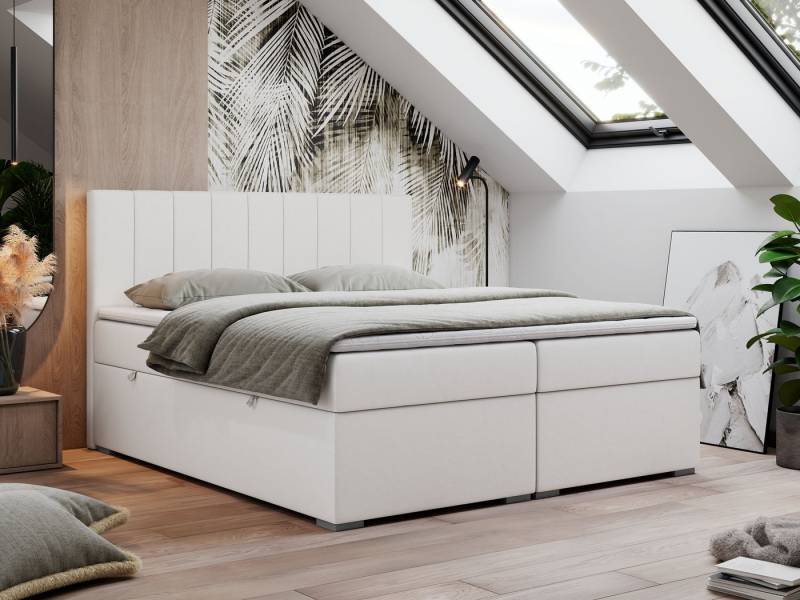 MKS MÖBEL Boxspringbett LOPE (Packung, Set, Topper T25, genähte Kopfstütze, zwei Bettkästen), Doppelbett mit Multipocket-Matratzen, T30-Schaum von MKS MÖBEL