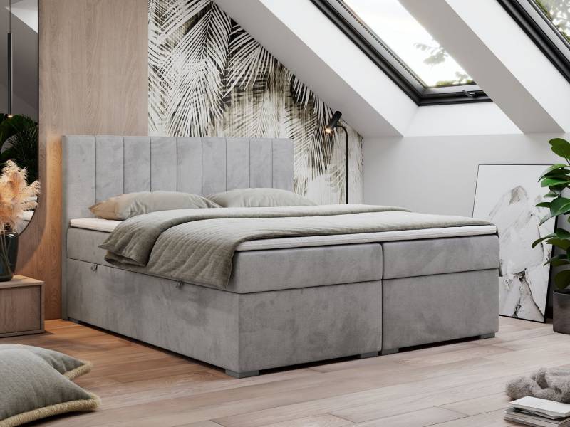 MKS MÖBEL Boxspringbett LOPE (Packung, Set, Topper T25, genähte Kopfstütze, zwei Bettkästen), Doppelbett mit Multipocket-Matratzen, T30-Schaum von MKS MÖBEL