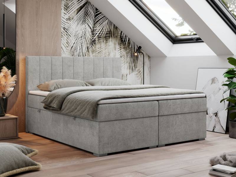 MKS MÖBEL Boxspringbett LOPE (Packung, Set, Topper T25, genähte Kopfstütze, zwei Bettkästen), Doppelbett mit Multipocket-Matratzen, T30-Schaum von MKS MÖBEL