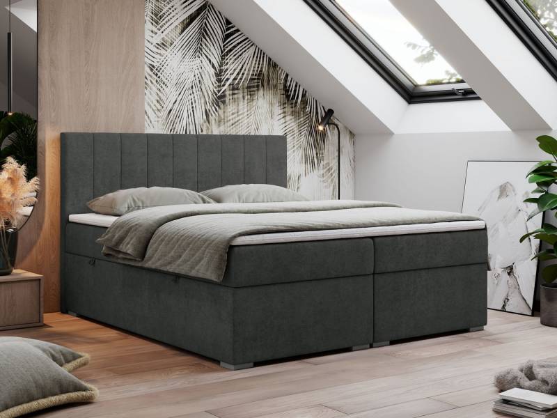 MKS MÖBEL Boxspringbett LOPE (Packung, Set, Topper T25, genähte Kopfstütze, zwei Bettkästen), Doppelbett mit Multipocket-Matratzen, T30-Schaum von MKS MÖBEL
