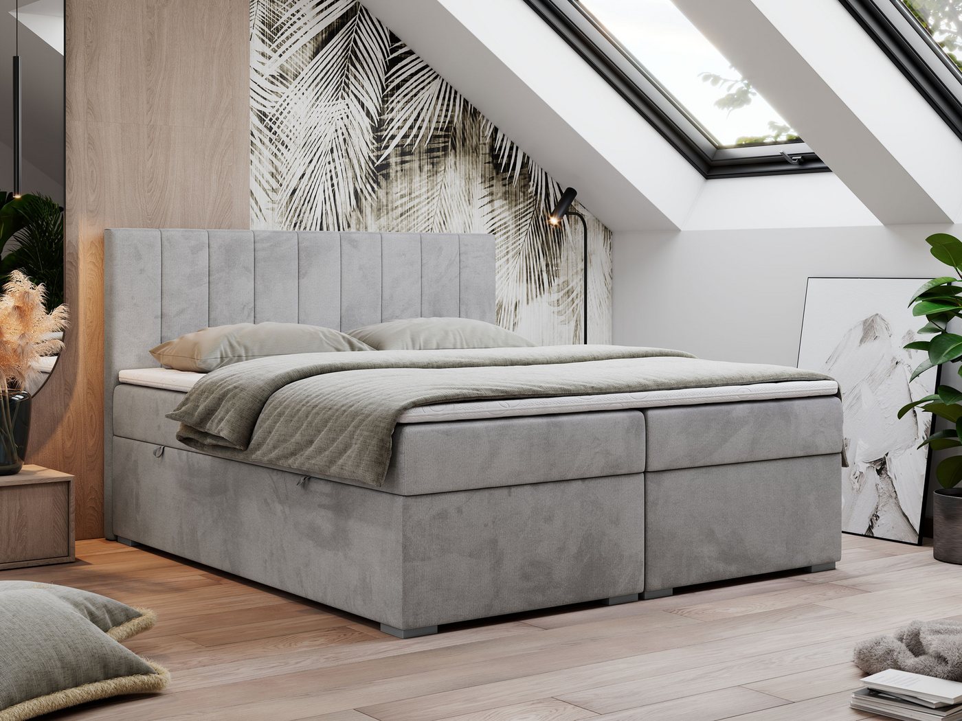 MKS MÖBEL Boxspringbett LOPE (Packung, Set, Topper T25, genähte Kopfstütze, zwei Bettkästen), Doppelbett mit Multipocket-Matratzen, T30-Schaum MKS MÖBEL Boxspringbett LOPE (Packung, Set, Topper T25, genähte Kopfstütze, zwei Bettkästen), Doppelbett mit Multipocket-Matratzen, T30-Schaum von MKS MÖBEL