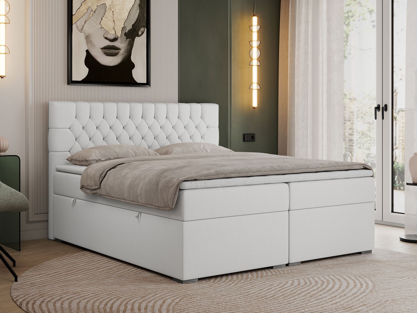 MKS MÖBEL Boxspringbett PERA (Set, Packung, H3-Matratze, Topper T25, T30-Schaum, gesteppte Kopfstütze), Doppelbett mit Multipocket-Matratzen, Polsterbett mit Kopfstütze MKS MÖBEL Boxspringbett PERA (Set, Packung, H3-Matratze, Topper T25, T30-Schaum, gesteppte Kopfstütze), Doppelbett mit Multipocket-Matratzen, Polsterbett mit Kopfstütze von MKS MÖBEL