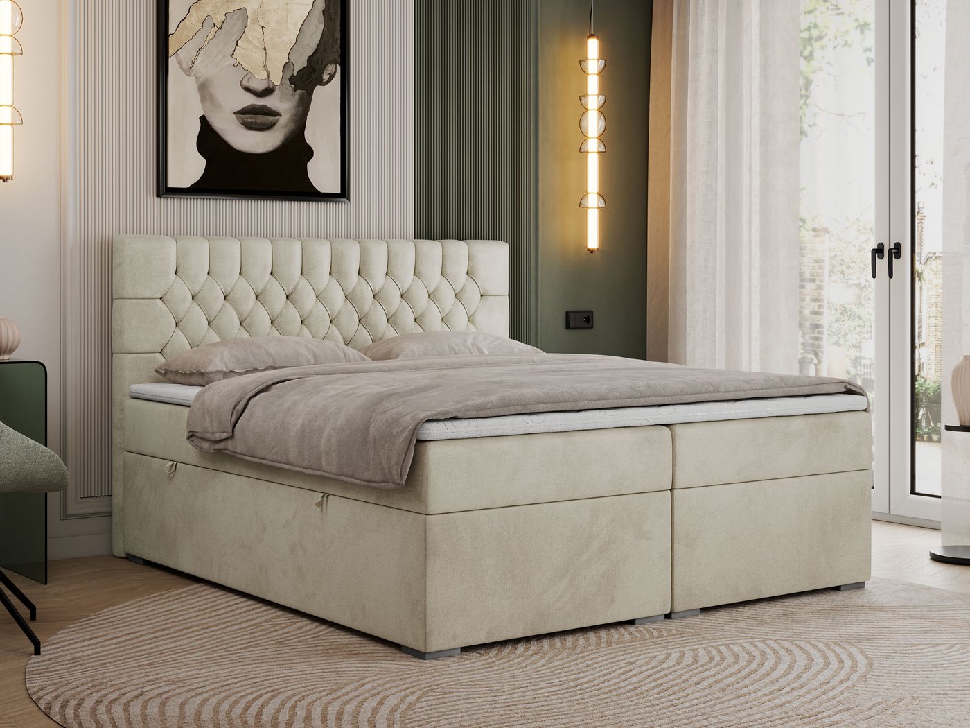 MKS MÖBEL Boxspringbett PERA (Set, Packung, H3-Matratze, Topper T25, T30-Schaum, gesteppte Kopfstütze), Doppelbett mit Multipocket-Matratzen, Polsterbett mit Kopfstütze MKS MÖBEL Boxspringbett PERA (Set, Packung, H3-Matratze, Topper T25, T30-Schaum, gesteppte Kopfstütze), Doppelbett mit Multipocket-Matratzen, Polsterbett mit Kopfstütze von MKS MÖBEL