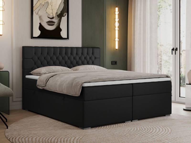 MKS MÖBEL Boxspringbett PERA (Set, Packung, H3-Matratze, Topper T25, T30-Schaum, gesteppte Kopfstütze), Doppelbett mit Multipocket-Matratzen, Polsterbett mit Kopfstütze von MKS MÖBEL