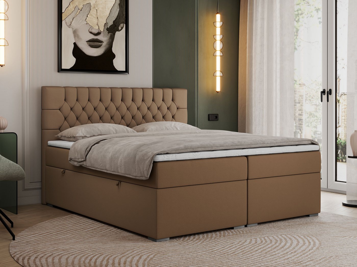 MKS MÖBEL Boxspringbett PERA (Set, Packung, H3-Matratze, Topper T25, T30-Schaum, gesteppte Kopfstütze), Doppelbett mit Multipocket-Matratzen, Polsterbett mit Kopfstütze MKS MÖBEL Boxspringbett PERA (Set, Packung, H3-Matratze, Topper T25, T30-Schaum, gesteppte Kopfstütze), Doppelbett mit Multipocket-Matratzen, Polsterbett mit Kopfstütze von MKS MÖBEL