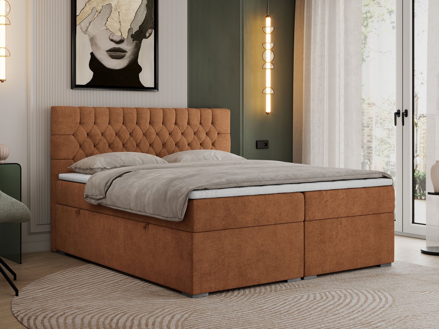 MKS MÖBEL Boxspringbett PERA (Set, Packung, H3-Matratze, Topper T25, T30-Schaum, gesteppte Kopfstütze), Doppelbett mit Multipocket-Matratzen, Polsterbett mit Kopfstütze MKS MÖBEL Boxspringbett PERA (Set, Packung, H3-Matratze, Topper T25, T30-Schaum, gesteppte Kopfstütze), Doppelbett mit Multipocket-Matratzen, Polsterbett mit Kopfstütze von MKS MÖBEL