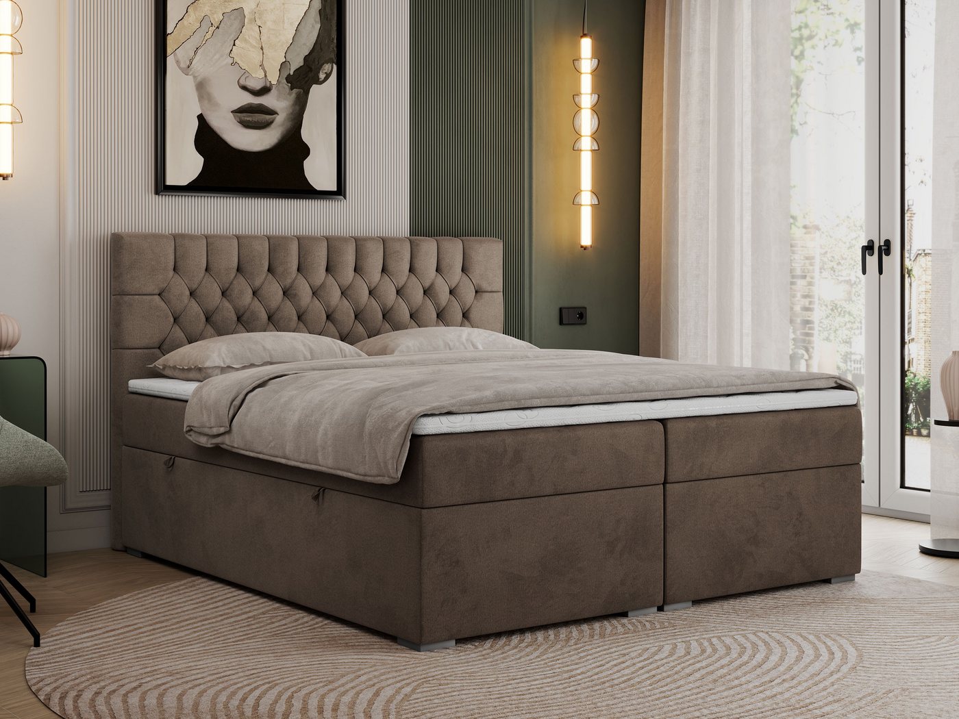 MKS MÖBEL Boxspringbett PERA (Set, Packung, H3-Matratze, Topper T25, T30-Schaum, gesteppte Kopfstütze), Doppelbett mit Multipocket-Matratzen, Polsterbett mit Kopfstütze MKS MÖBEL Boxspringbett PERA (Set, Packung, H3-Matratze, Topper T25, T30-Schaum, gesteppte Kopfstütze), Doppelbett mit Multipocket-Matratzen, Polsterbett mit Kopfstütze von MKS MÖBEL
