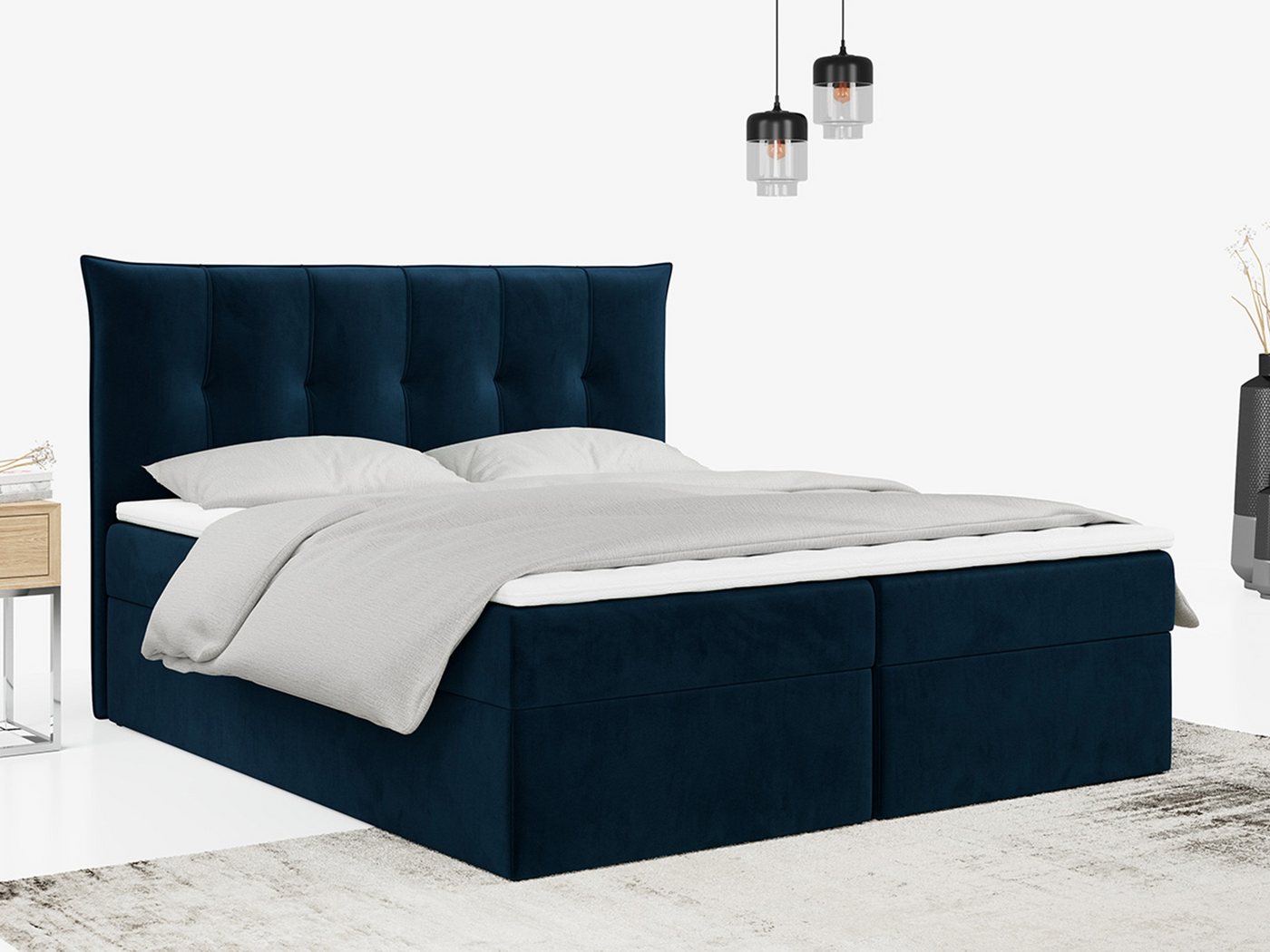 MKS MÖBEL Boxspringbett PREMIUM 10, Doppelbett mit Bettkasten für Schlafzimmer, Polsterbett mit Kopfteil von MKS MÖBEL