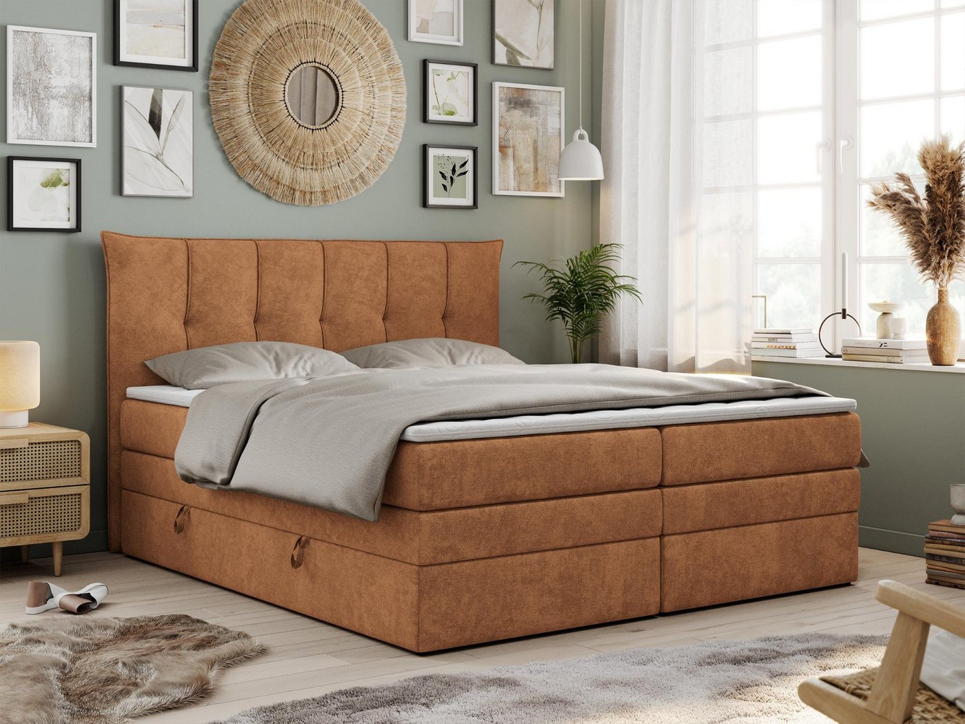 MKS MÖBEL Boxspringbett PREMIUM 10 KING, Doppelmatratze, Polsterbett mit Bettkasten und Zwei Matratzen von MKS MÖBEL