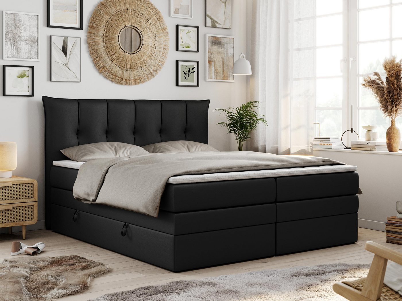 MKS MÖBEL Boxspringbett PREMIUM 10 KING, Doppelmatratze, Polsterbett mit Bettkasten und Zwei Matratzen von MKS MÖBEL