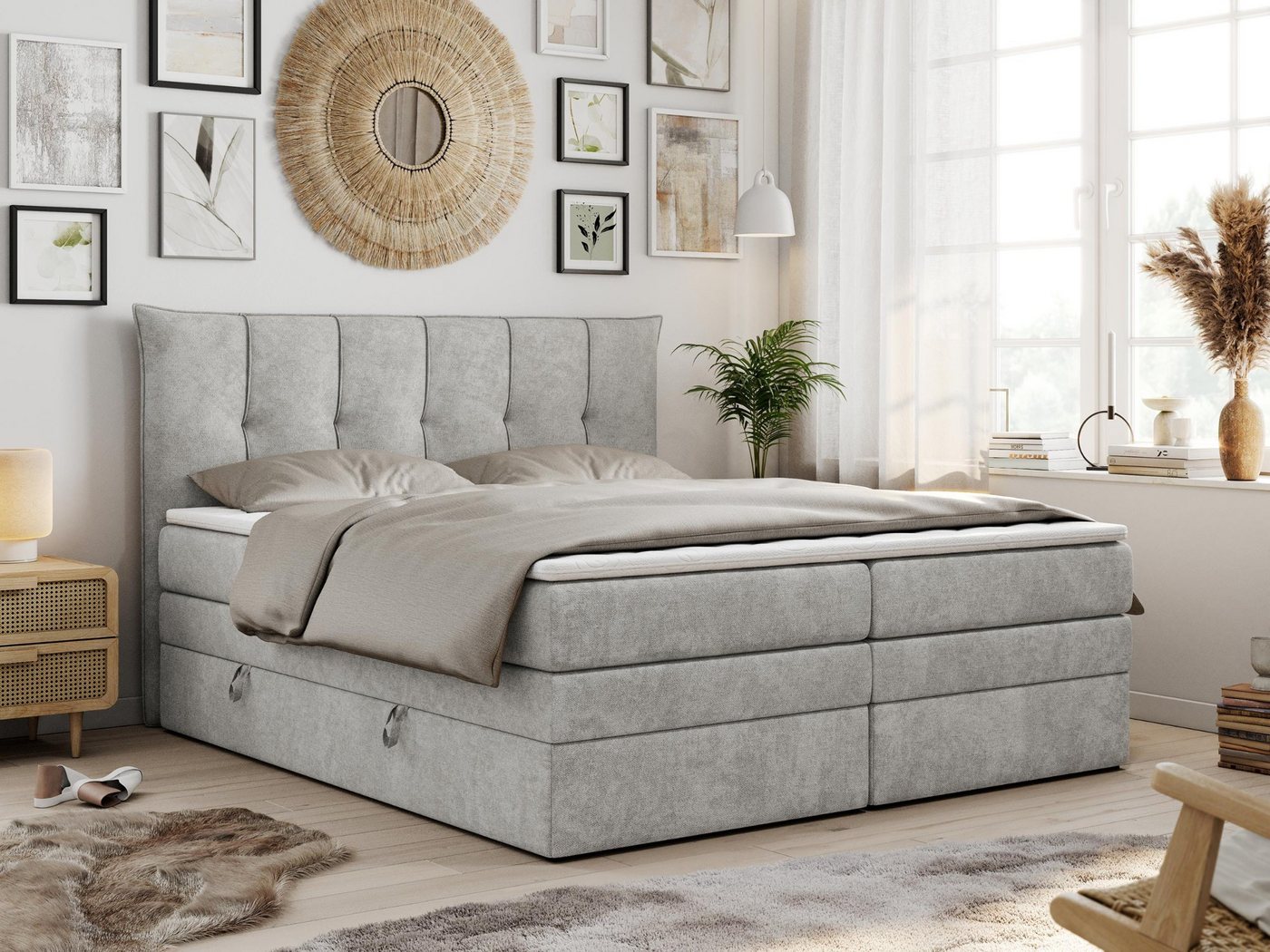 MKS MÖBEL Boxspringbett PREMIUM 10 KING, Doppelmatratze, Polsterbett mit Bettkasten und Zwei Matratzen von MKS MÖBEL