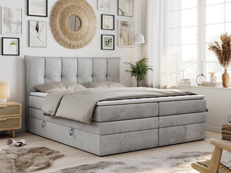 MKS MÖBEL Boxspringbett PREMIUM 10 KING, Doppelmatratze, Polsterbett mit Bettkasten und Zwei Matratzen von MKS MÖBEL