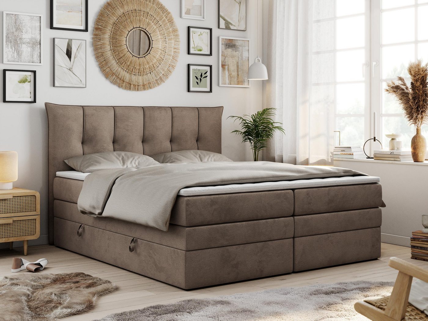 MKS MÖBEL Boxspringbett PREMIUM 10 KING, Doppelmatratze, Polsterbett mit Bettkasten und Zwei Matratzen von MKS MÖBEL