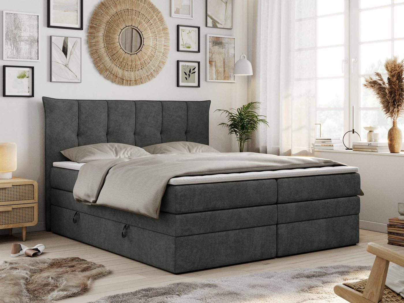 MKS MÖBEL Boxspringbett PREMIUM 10 KING, Doppelmatratze, Polsterbett mit Bettkasten und Zwei Matratzen von MKS MÖBEL