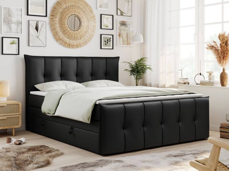 MKS MÖBEL Boxspringbett PREMIUM 11 KING (Set, Packung, T30-Schaum, Topper T25, gestepptes Kopfteil), Bettkasten und fünf Matratzen - Multipocket-Matratzen und Topper von MKS MÖBEL