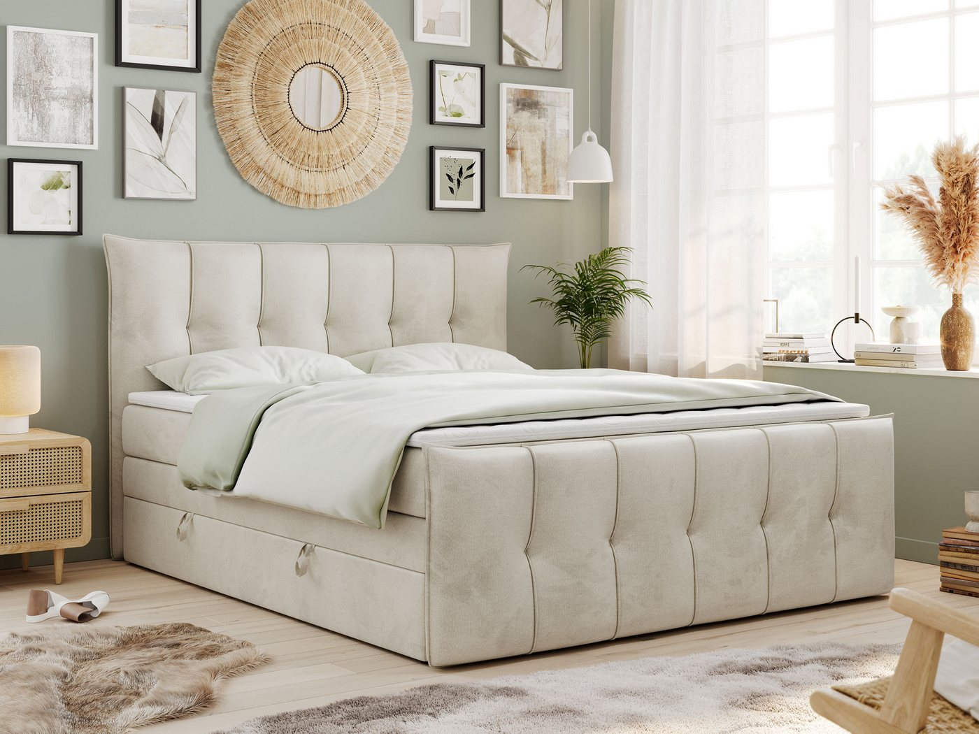 MKS MÖBEL Boxspringbett PREMIUM 11 KING (Set, Packung, T30-Schaum, Topper T25, gestepptes Kopfteil), Bettkasten und fünf Matratzen - Multipocket-Matratzen und Topper MKS MÖBEL Boxspringbett PREMIUM 11 KING (Set, Packung, T30-Schaum, Topper T25, gestepptes Kopfteil), Bettkasten und fünf Matratzen - Multipocket-Matratzen und Topper von MKS MÖBEL