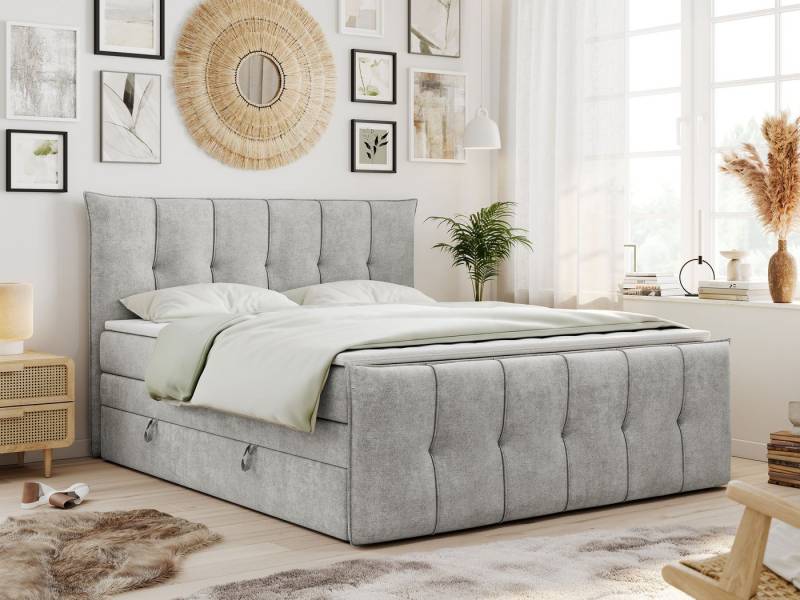 MKS MÖBEL Boxspringbett PREMIUM 11 KING (Set, Packung, T30-Schaum, Topper T25, gestepptes Kopfteil), Bettkasten und fünf Matratzen - Multipocket-Matratzen und Topper von MKS MÖBEL