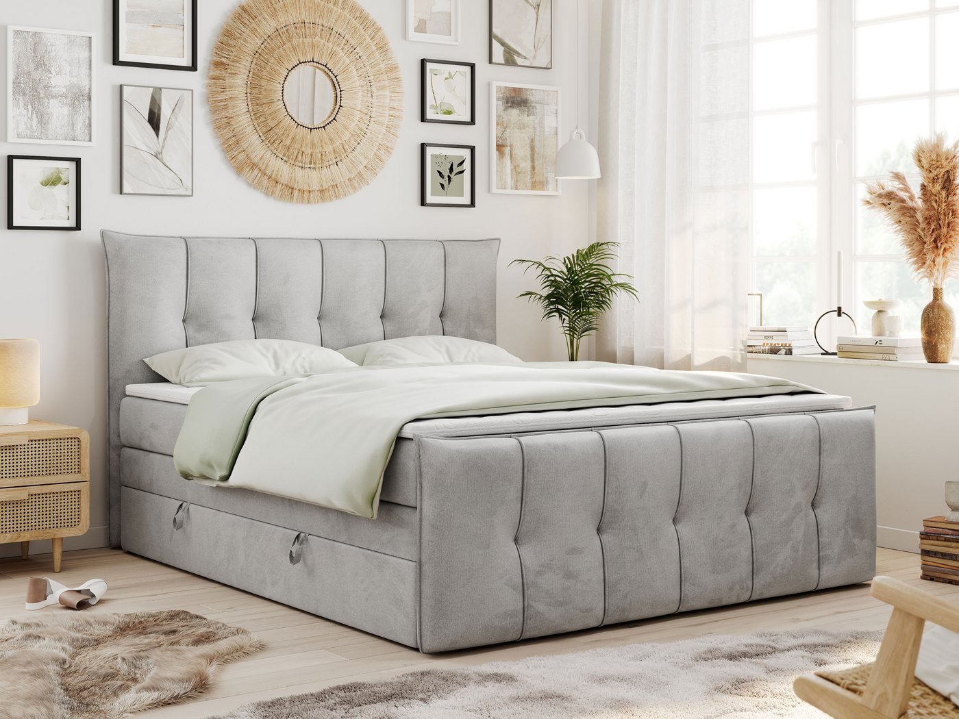 MKS MÖBEL Boxspringbett PREMIUM 11 KING (Set, Packung, T30-Schaum, Topper T25, gestepptes Kopfteil), Bettkasten und fünf Matratzen - Multipocket-Matratzen und Topper MKS MÖBEL Boxspringbett PREMIUM 11 KING (Set, Packung, T30-Schaum, Topper T25, gestepptes Kopfteil), Bettkasten und fünf Matratzen - Multipocket-Matratzen und Topper von MKS MÖBEL